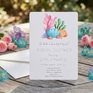Coral Kisses & Ocean Wishes Bridal Shower Invitation