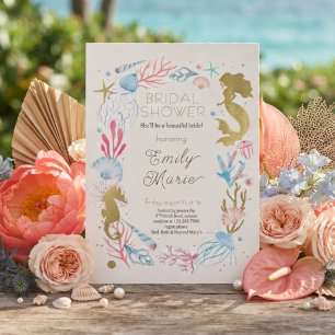 Coral Kisses & Ocean Wishes Bridal Shower Invitation