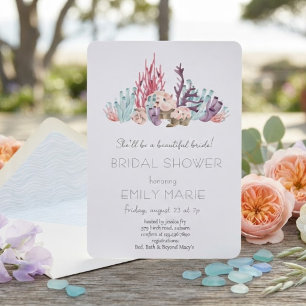 Coral Kisses & Ocean Wishes Bridal Shower Invitation
