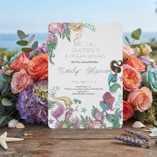 Coral Kisses & Ocean Wishes Bridal Shower Invitation