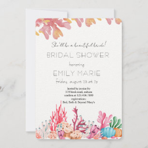 Coral Kisses & Ocean Wishes Bridal Shower Invitation