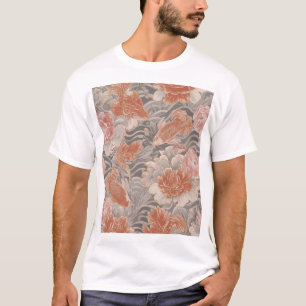 Coral Koi Chinoiserie Floral Pattern T-Shirt