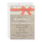 Coral Lace Burlap Bridal Shower Invitation