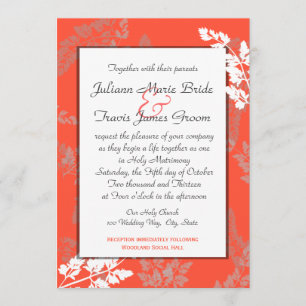 Coral Lace Rustic Wedding Invitation