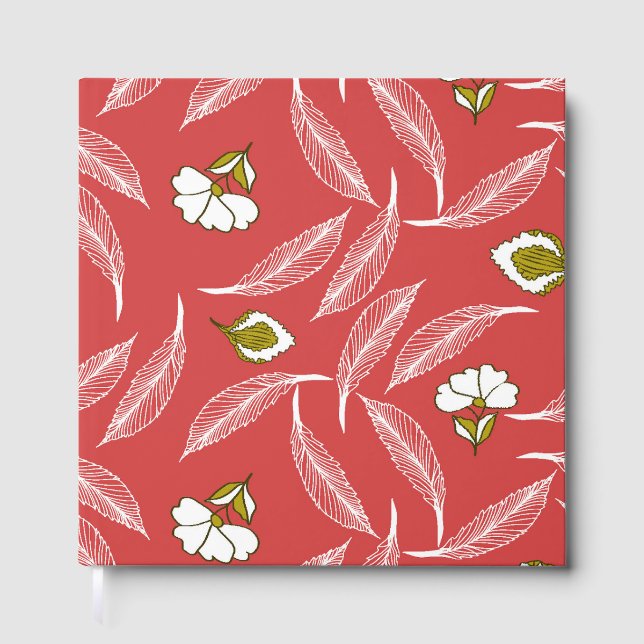 Coral Leaf Drift Throw Blanket Guest Book (Front)