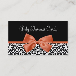 Coral Leopard Bow Boutique Business Card