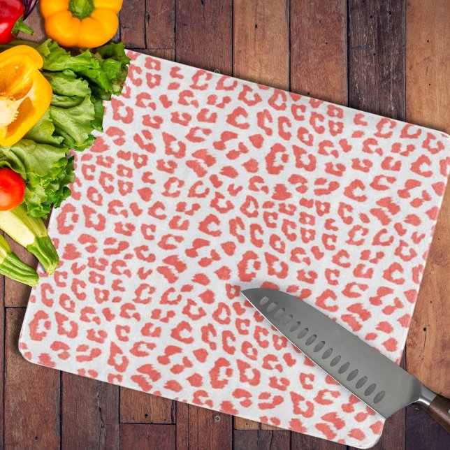 Coral Leopard Print Cutting Board (Coral Leopard Print Cutting Board by Looly Elzayat)
