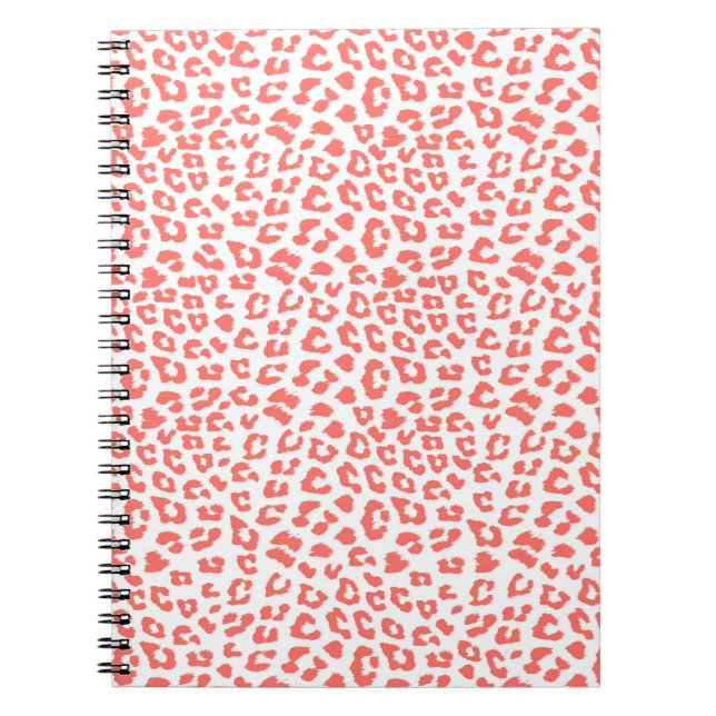 Coral Leopard Print Notebook (Front)