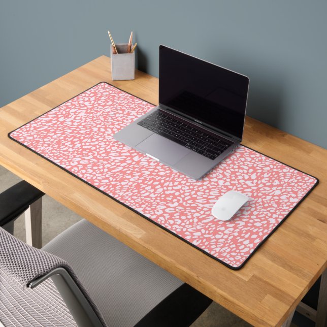 Coral Leopard Print Pattern Desk Mat (Office 2)