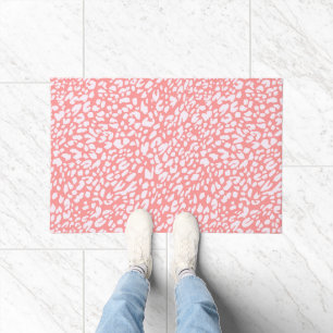 Coral Leopard Print Pattern Doormat