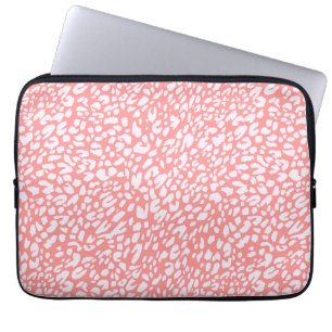 Coral Leopard Print Pattern Laptop Sleeve