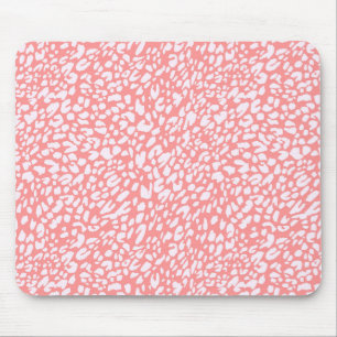 Coral Leopard Print Pattern Mouse Mat