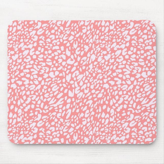 Coral Leopard Print Pattern Mouse Mat (Front)
