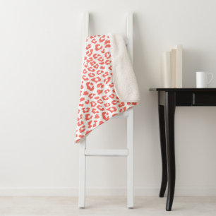 Coral Leopard Print Sherpa Blanket