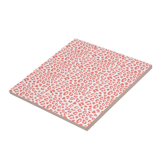 Coral Leopard Print Tile (Side)