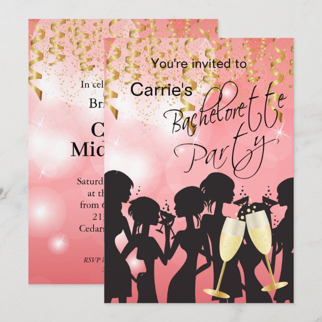 Coral Light Bachelorette Party Invitation (Front/Back)