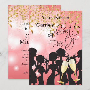 Coral Light Bachelorette Party Invitation