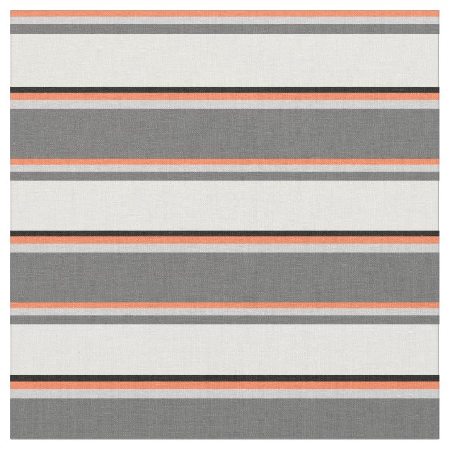 Coral, Light Grey, Dim Grey, White, and Black Fabric (Close Up)