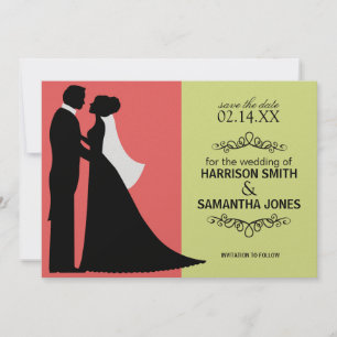 Coral & Lime Green Save the Date Announcements