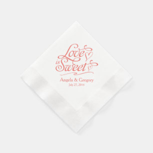 Coral Love is Sweet Candy Dessert Buffet Wedding Napkin