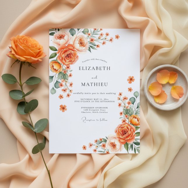 Coral Lush Bloom Wedding Invitation (Creator Uploaded)