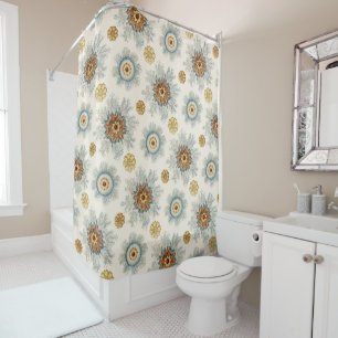 Coral Mandala Pattern Shower Curtain