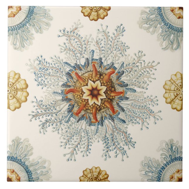 Coral Mandala Pattern Tile (Front)