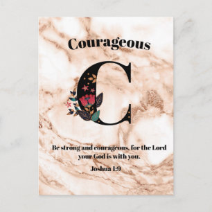 Coral Marble C Monogram Personalised Scripture Postcard