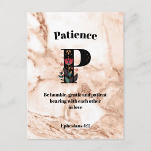 Coral Marble P Monogram Personalised Scripture Postcard