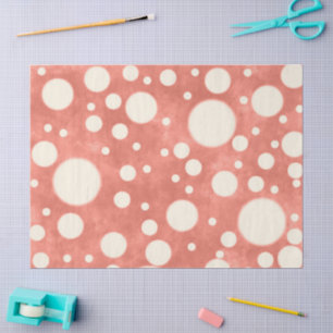 Coral Marble White Polka Dots Pattern Decoupage Tissue Paper