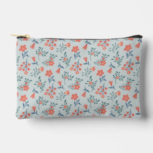 Coral Meadow Floral Pattern Accessory Pouch