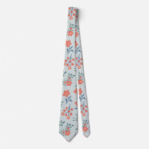 Coral Meadow Floral Pattern Tie