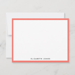Coral Melon White Preppy Modern Classic Minimalist Card