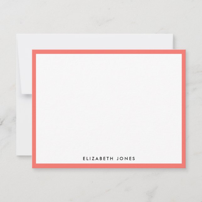 Coral Melon White Preppy Modern Classic Minimalist Card (Front)