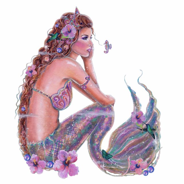 Coral mermaid art by Renee Lavoie Cutout Standing Photo Sculpture (Front)