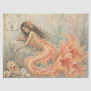 Coral Mermaid Vintage Ocean Dreams Decoupage Paper