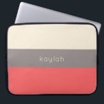 Coral Minimalist Colour Block Pattern with Name Laptop Sleeve<br><div class="desc">A beautifully chic colour block pattern with minimalist appeal in coral, deep taupe and sandy beige. A text template is included for personalising this case with your name, monogram initials or other desired text. Available in other colour combinations and for a large variety of phone models. Get this designer look...</div>