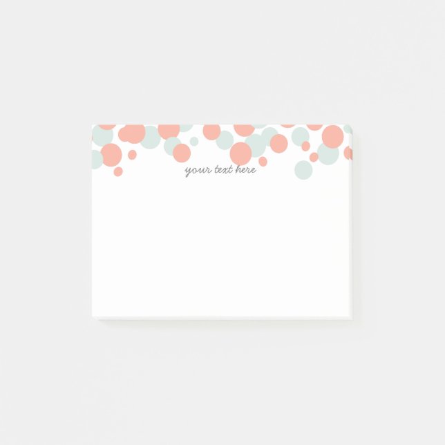 Coral & Mint Bubbles Confetti Pattern Post-it® Not Post-it Notes (Front)