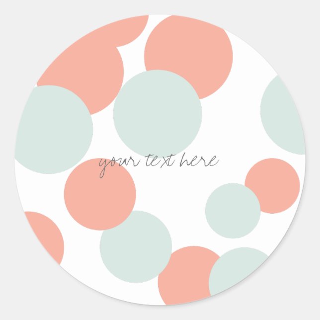 Coral & Mint Bubbles Pattern Party Stickers (Front)
