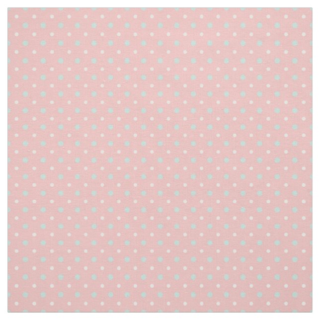Coral Mint Green  Polka Dot  Pattern Fabric (Swatch)