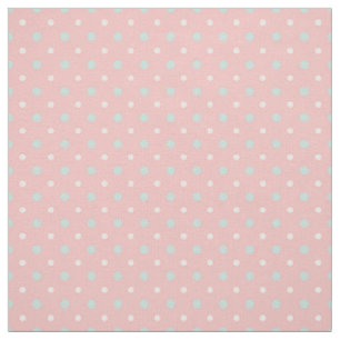 Coral Mint Green Polka Dot Pattern Fabric