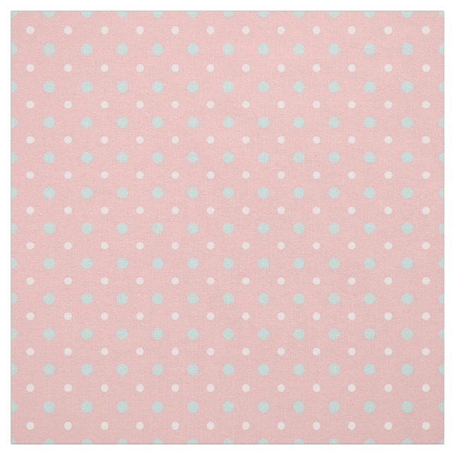 Coral Mint Green  Polka Dot  Pattern Fabric (Swatch)