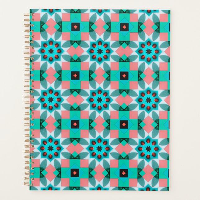 Coral & Mint Mandala Planner (Front)