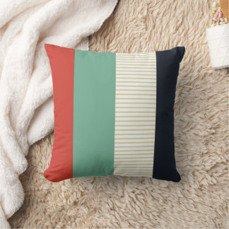 Coral, Mint, Navy & Cream | Simple and Sleek Cushion