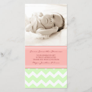 Coral Mint Thank You Baby Shower Photo Cards