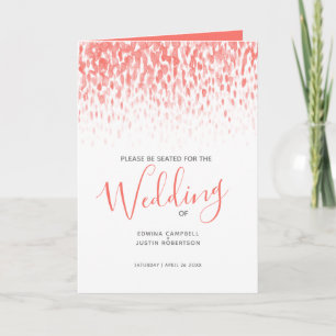 Coral modern cascading art wedding programs programme