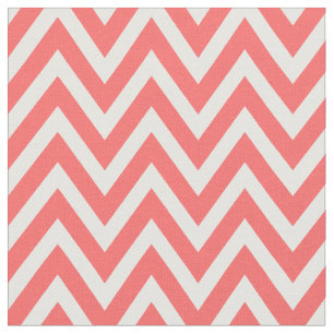 Coral Modern Chevron Stripes Fabric