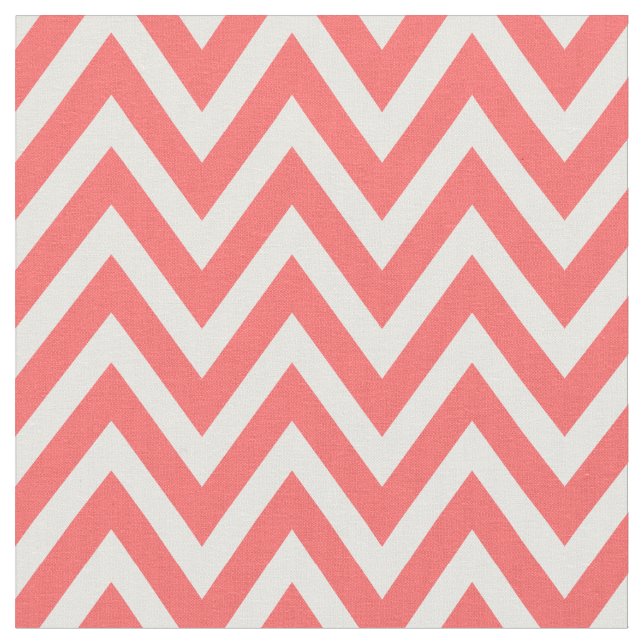 Coral Modern Chevron Stripes Fabric (Close Up)