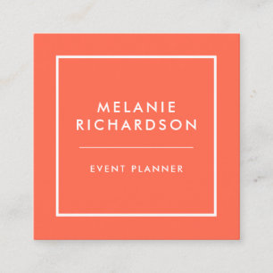 Coral Modern Minimalist Professional Square Business Card