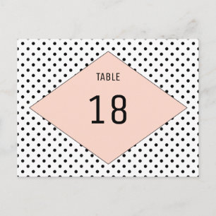 Coral Modern Polka Dots Table Number Postcard